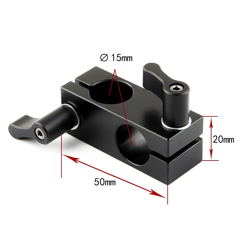 NICEYRIG 15mm Rod Clamp Dubbele 15mm Staven Verticaal Rail Klem Connector DSLR Camera Rig Aluminium Zwart (2 stuks een Pak)