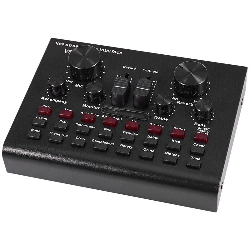 V8S Bluetooth o USB Microphone Webcast Live Sound Card 112 Kinds of Electric Sound Broadcast for Phone Computer PC