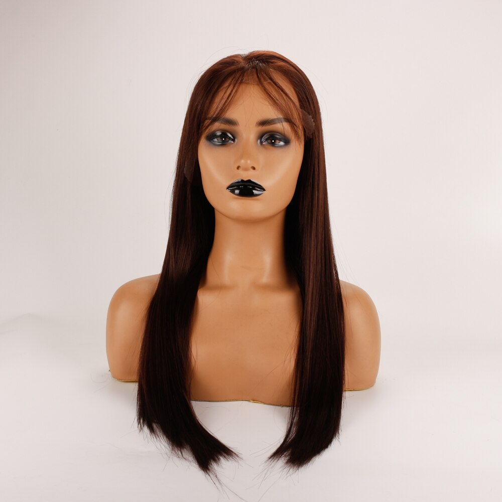 Synthetic Lace Front Wig Heat Resistant Hair Blown Color For Black Women Middle Part Hand Tied Long Silky Straight Lace Wig