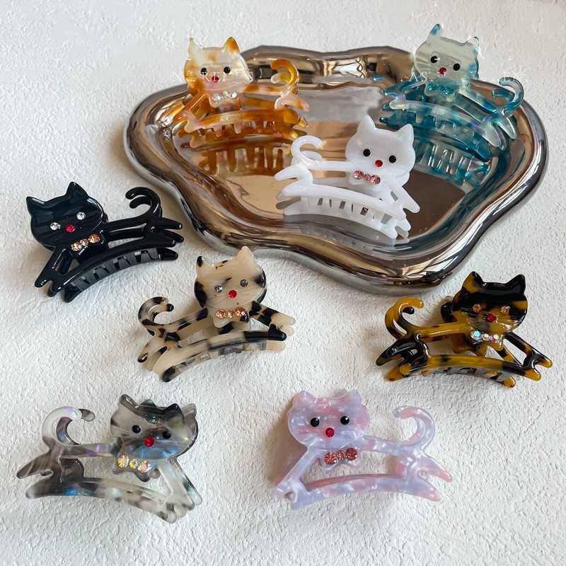 Muweordy-Pinza para el pelo de gato para mujer, pinza de acetato, pinza para el pelo de Animal, pinza de cangrejo para el pelo de dibujos animados, accesorios para el cabello Kawaii