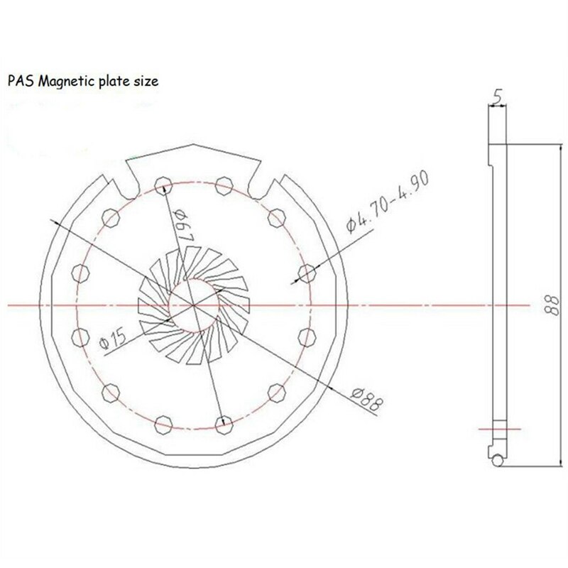 Capteur d'assistance de pédale Pas pour vélo électrique, 12 filets