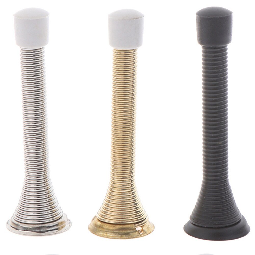 Spring Door Stops Brass or Chrome Stoppers Spring Loaded Spiral Buffer Protector