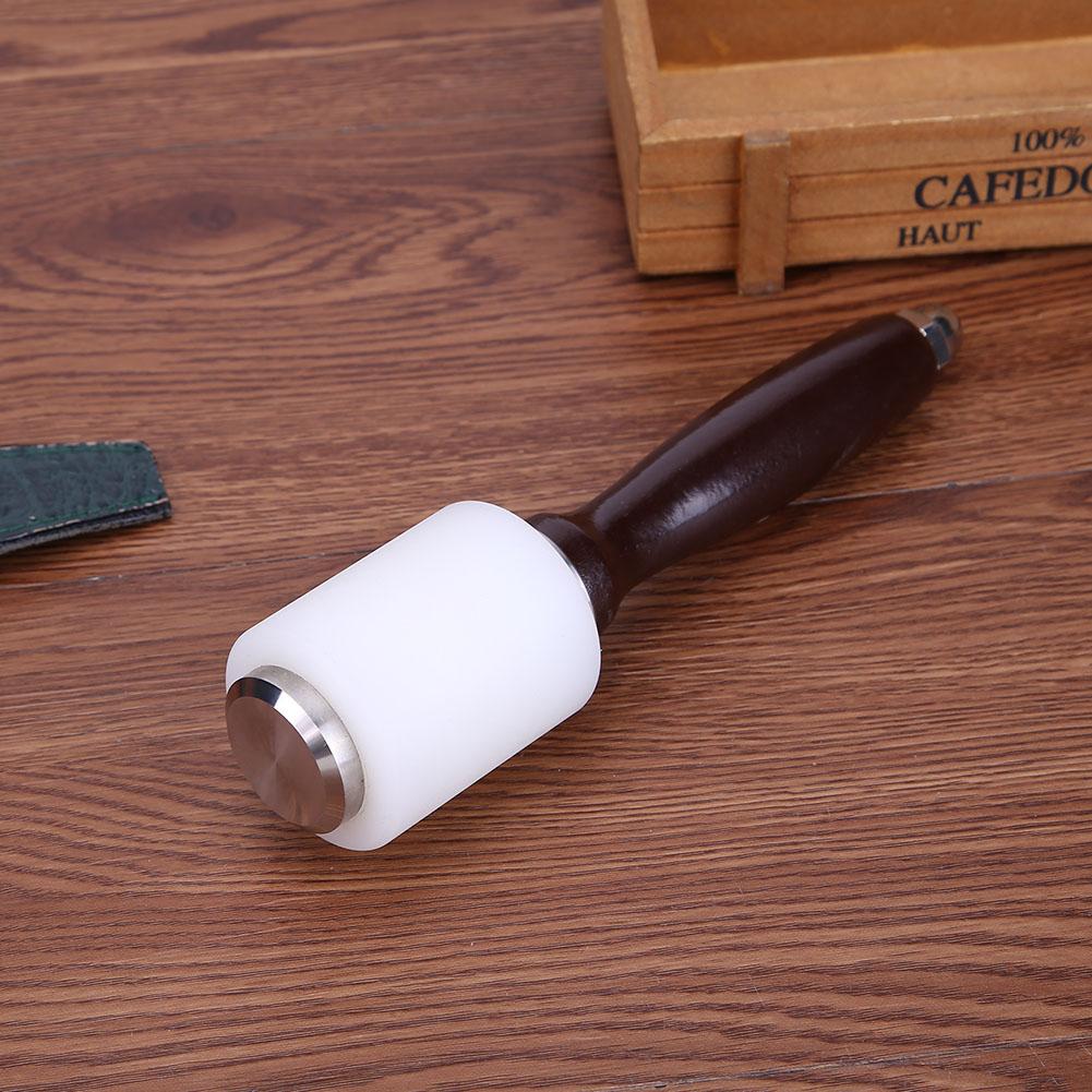 Martillo de tallado de cuero, perforador de cuero para manualidades DIY, herramienta de corte de mango de madera de Nylon con mango de madera, herramienta de mano para tallado Artesanal de cuero