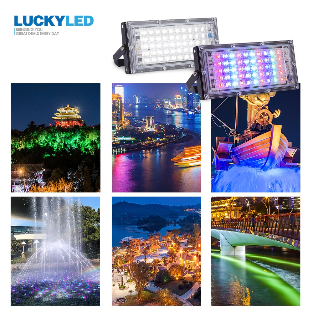 LUCKYLED Led Flood Light 50w Waterproof IP65 Outdoor Led Light 220v Led Refletor Street Lamp Led Spotlight Garden Wall Lamp