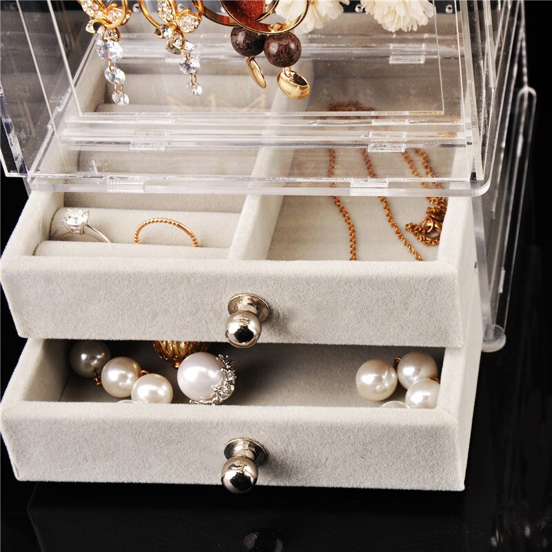 Jewelry Organizer Storage Box Necklace Display Case Earrings Bracelet Hanger Decoration Girls Women Makeup Storage Case