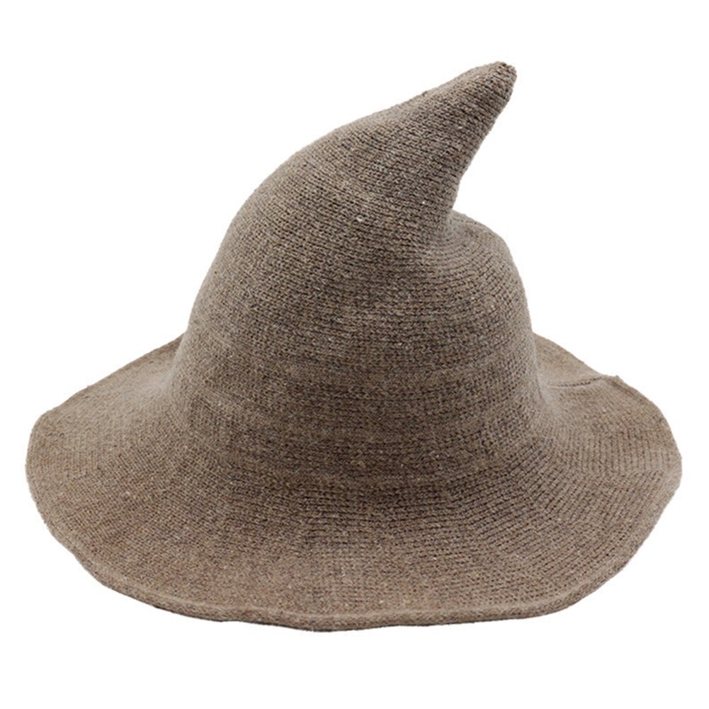 Women Modern Witch Wool Hat Foldable Costume Sharp Pointed Wool Felt Halloween Party Hats Witch Hat Warm Cap