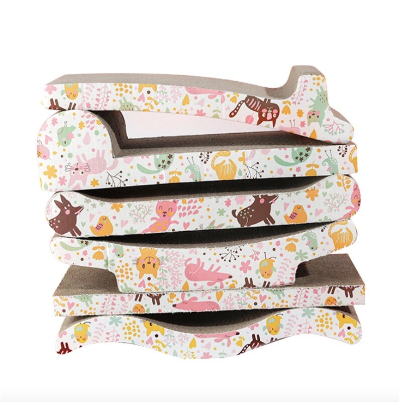 Cartoon Fun Cat Toys Cat Scratch Board S-Shaped Corrugated Paper With Cats Claw Grinding Nail Scraper Mat Mattress Cat Supplies