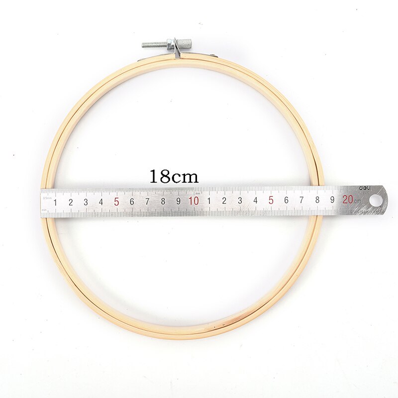 13-34cm mano DIY artesanía del hogar costura herramienta de costura aro de bastidor de madera círculo bordado máquina redonda bambú para punto de cruz: 3