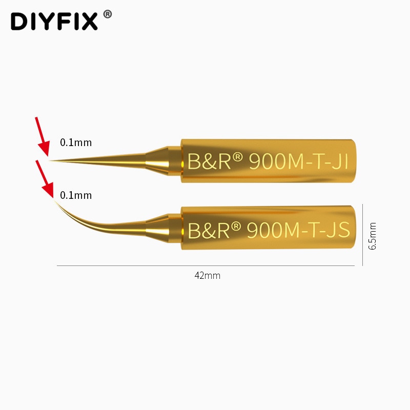 Punta de soldador Superfina de 0,1mm Puntas de soldadura de cobre de alta velocidad puntas de alta temperatura resistente no magnético para soldadura BGA reparación