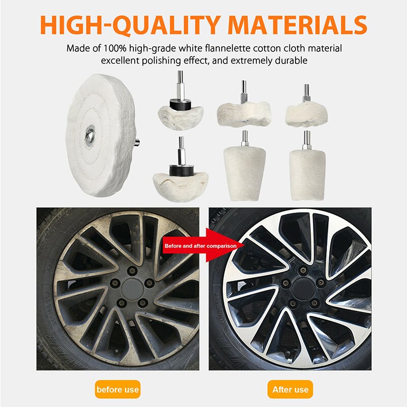 4/7PCS Car Polisher Polishing Buffing Pads Mop Wheel Drill Kit Stainless For Polisher Machine Waxing Polishing Buffing Car