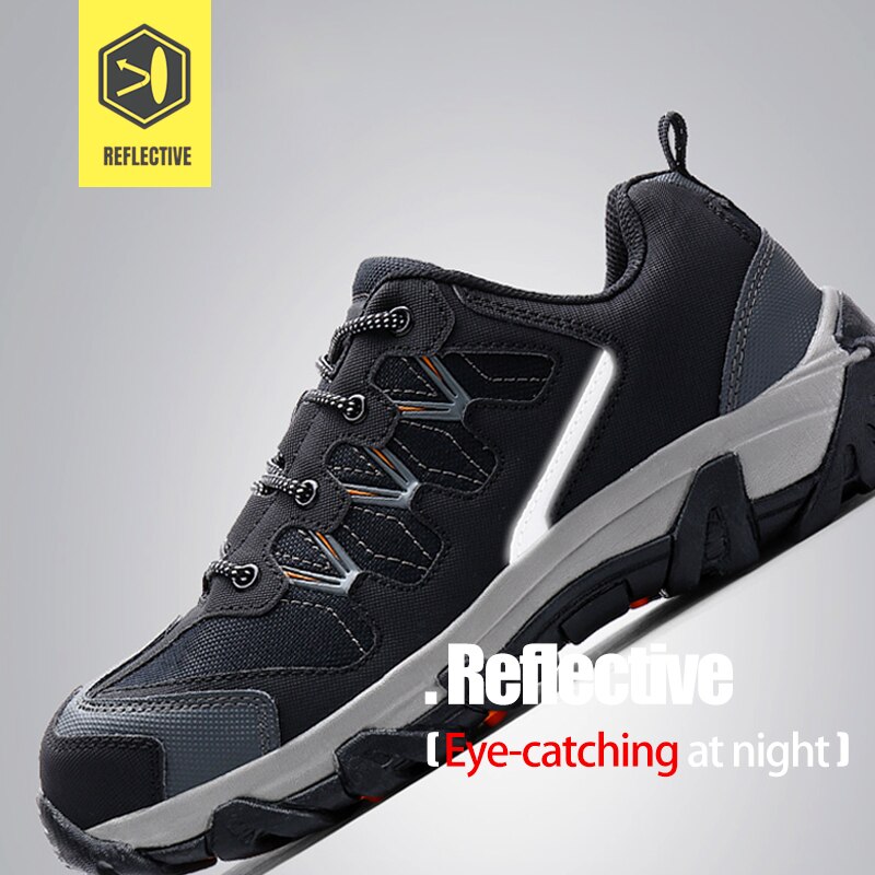 LARNMERN-Zapatos de seguridad para el trabajo para hombre, calzado ligero y transpirable con punta de acero, antideslizante, antigolpes, informal, para construcción o fábrica, cómodo