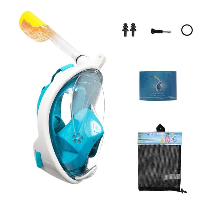 Full Face Snorkeling Scuba Masks Diving Masks Underwater Anti-fog Anti-Leak Safe and waterproof Swimming Pool Equipment: green / S/M