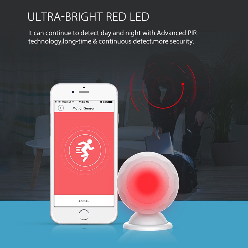 Tuya Smart Life WiFi PIR Motion Sensor Alarm Detector Infrared Wireless Super Mini Shape PIR Sensor Detector Home Alarm System