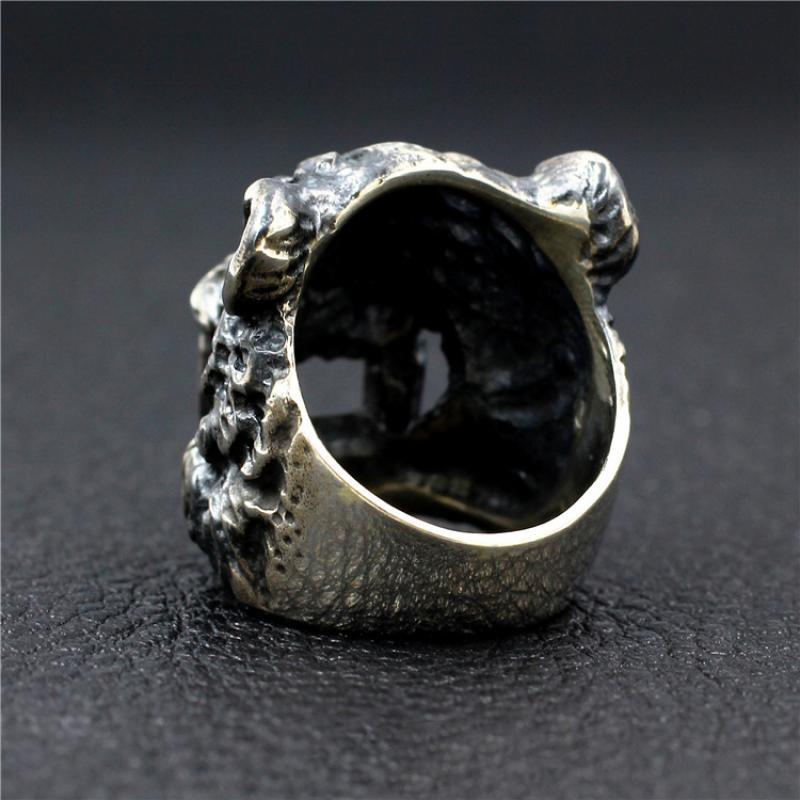 Bague de tigre à dents de sabre pour hommes, rétro, dominateur aux yeux rouges, ancien, Punk, Locomotive, Hip-Hop, Punk, Rock, bijoux,