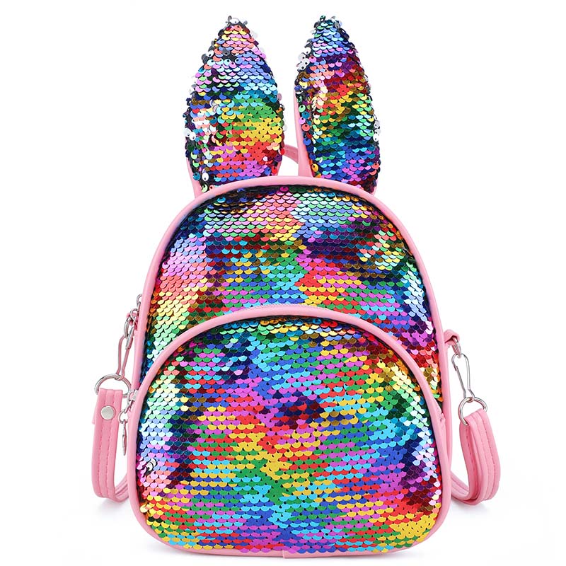 Glitter rygsæk børn piger drenge kaninører paljetter rygsække rygsæk skoletaske teenagerygsæk børnehave rejsetasker: Multi