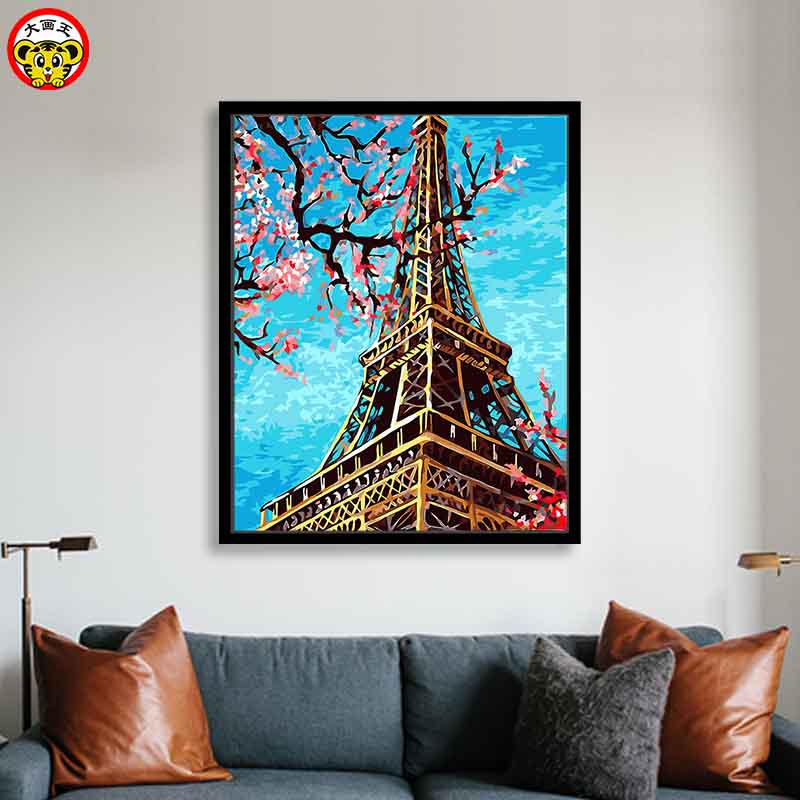 Eiffel Tower Frameless Painting By Numbers DIY Canvas oil painting home decor living room wall paris eiffel tower spring view