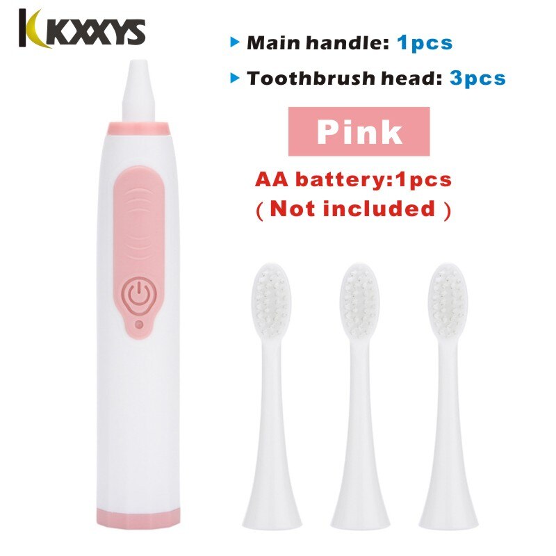 Electric Toothbrush Waterproof Automatic Sonic ToothBrush AA battery Economic style Oral Care Sonic Brush: Pink 1set 2head