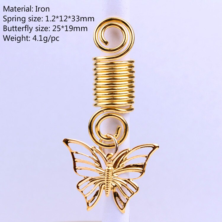 5 uds. De anillos ajustables para el cabello, tubos de mariposa hueca, cuentas de Rastas, trenza de pelo de aleación dorada, Clip para decoración del cabello: NO.2    5pcs