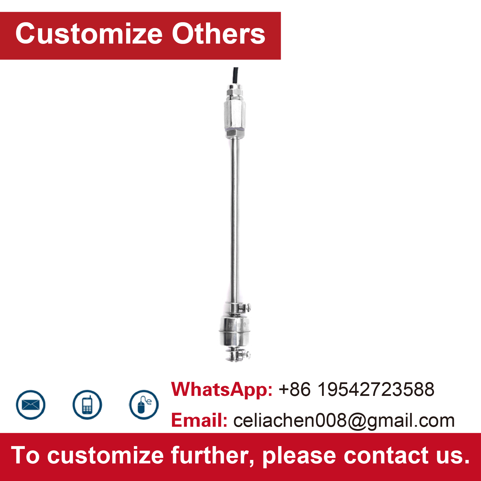 304 Stainless Steel Adjustable Float Switch Water Level Sensor Liquid Controller for Tank & Water Tower