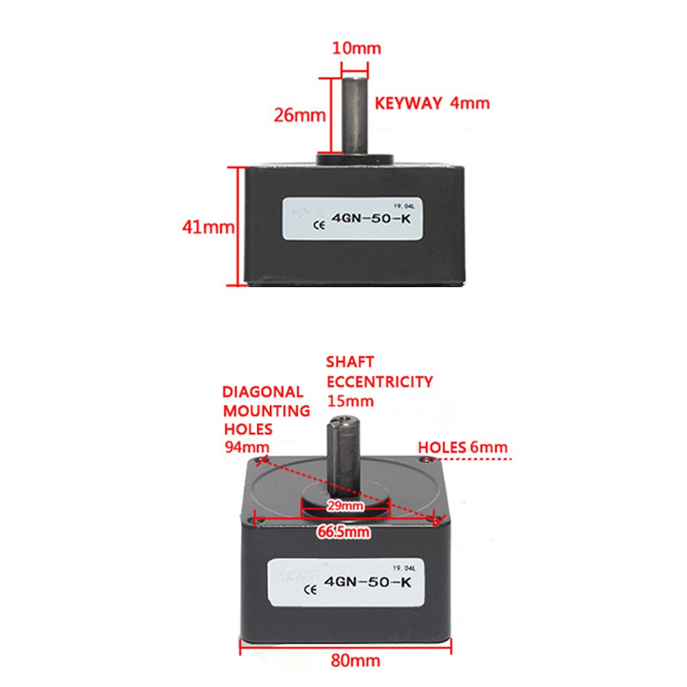 4GN Reduction Gear Box Ratio 1:3 to 1:300 450rpm to 4.5rpm Reduction Gearbox for 25W AC Reversible Variable Speed Motor.