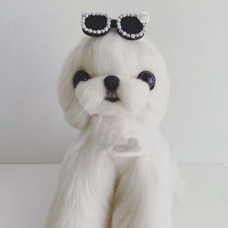 Pet Accessories Handmade Pet Headwear Dog Head Flower Teddy Yorkshire Maltese Pearl Flash Diamond Sunglasses Puppy Supplies: Style 3