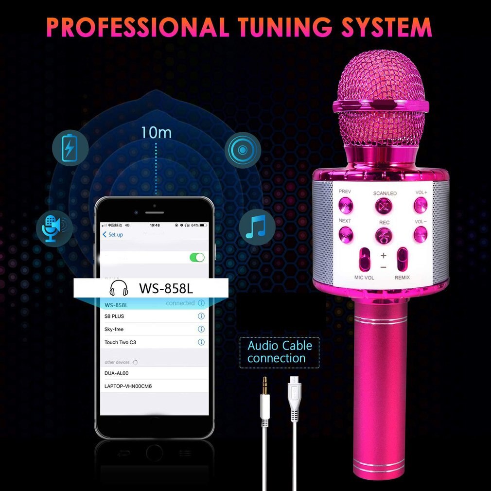 Microfono Wireless Bluetooth-compatible professionale microfono Karaoke portatile USB Mini Home KTV per lettore musicale registratore di canto Mic