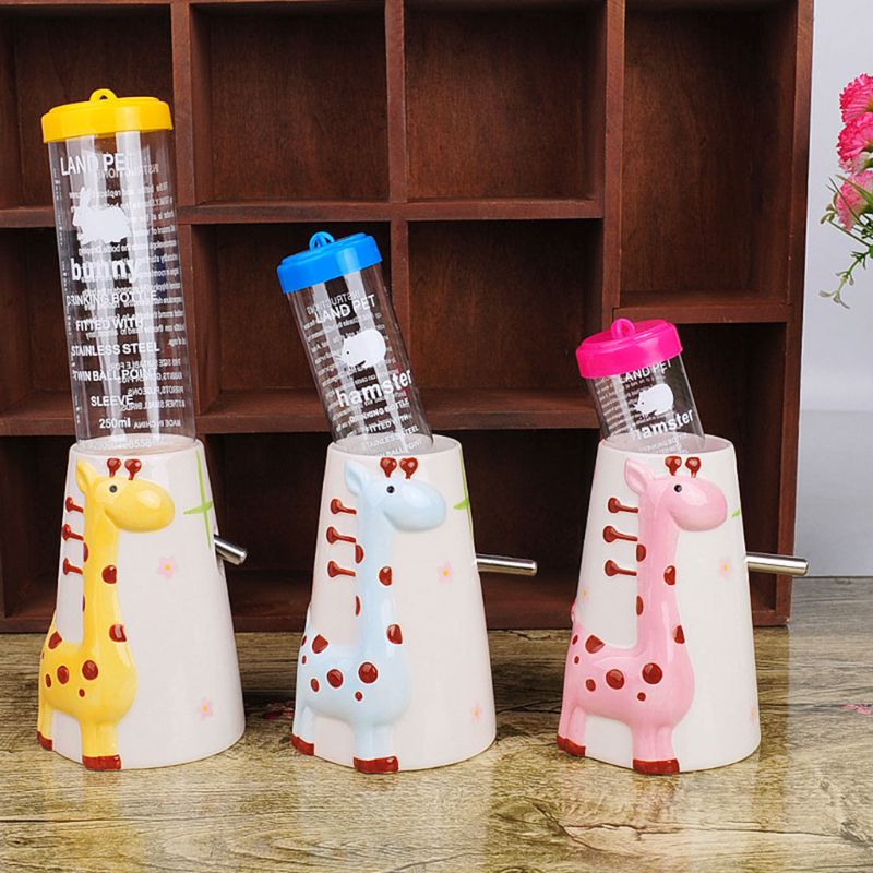 Lille dyr stående vanddispenser base hytte keramisk kedel holder beslag hamster drikke feeder flaskeholder