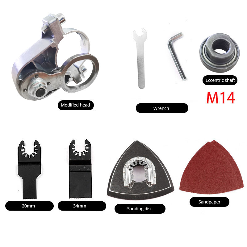 Angle Grinder Modified Oscillating Tool，Renovator Saw Slotting Machine Multifunction Power Woodworking Tool With Trimmer Blades: Eccentric shaft M14