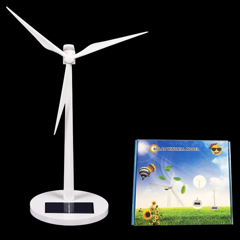 Solar Windmill Model Toys Plastic Assembled Model 3D Puzzle Solar Powered Rotating Base Desktop Model-Solar Powered Windmills: 2