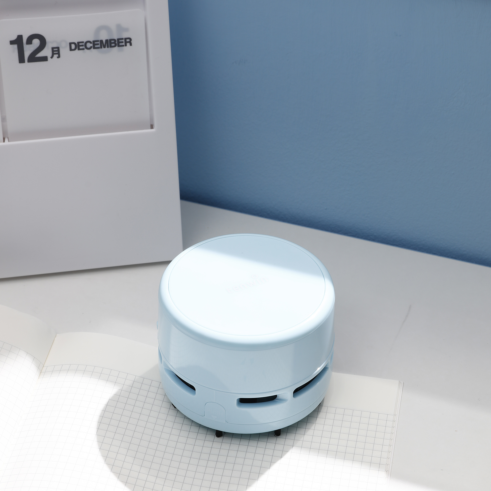 Mini støvsuger kontor desk støv hjemmebord fejemaskine desktop renere: Blå