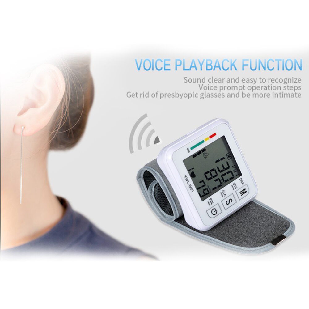Bloeddrukmeter Automatische Meting Pols Bloeddrukmeter Hartslag Detectie Voice Lcd Display Diagnostic Tool
