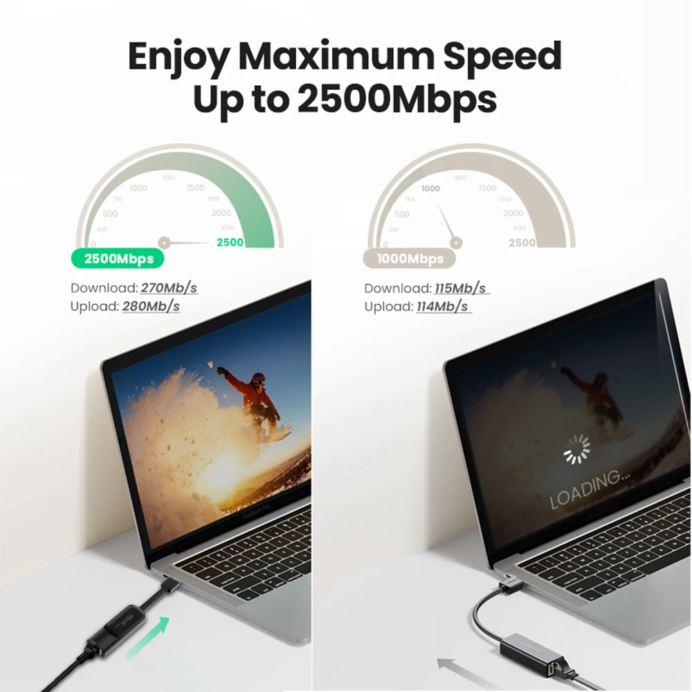 USB Gigabit Ethernet Adapter 2500Mbps USB 3.0 Network Card to RJ45 Lan Driver Free For Desktops Laptop Macbook PC Accessories