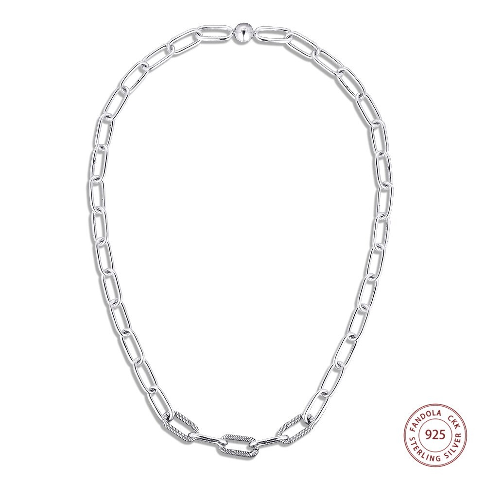 Genuine 925 Sterling Silver Pendant Necklace Chain Me Link Necklaces for Women Fine Jewellery collier femme