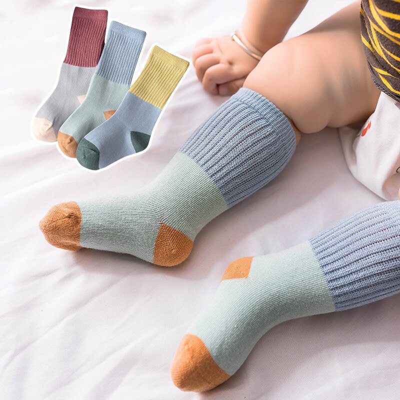 0-6 anni calzini neonato ragazzo ragazza autunno inverno nuovi calzini Patchwork per bambini calzini tubolari a coste Multicolor