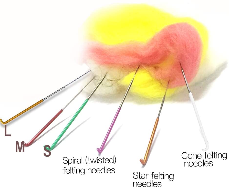 LMDZ 35 Pcs Needle Felting Needles,Wool Felting Supplies with 4 Types Star,Twisted,Cone,Triangular Felting Needles