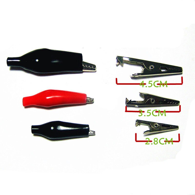 10 pcs / small medium large insulated metal crocodile clip electric test red black crocodile clip