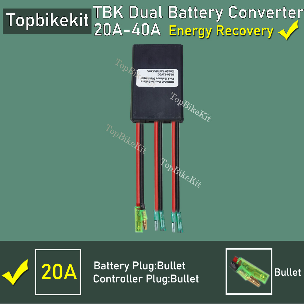 Ebike Dual Battery Parallel Module Dual Battery Discharge Converter Switcher 20V-72V 20A/30/40A Support Energy Recovery: Gold
