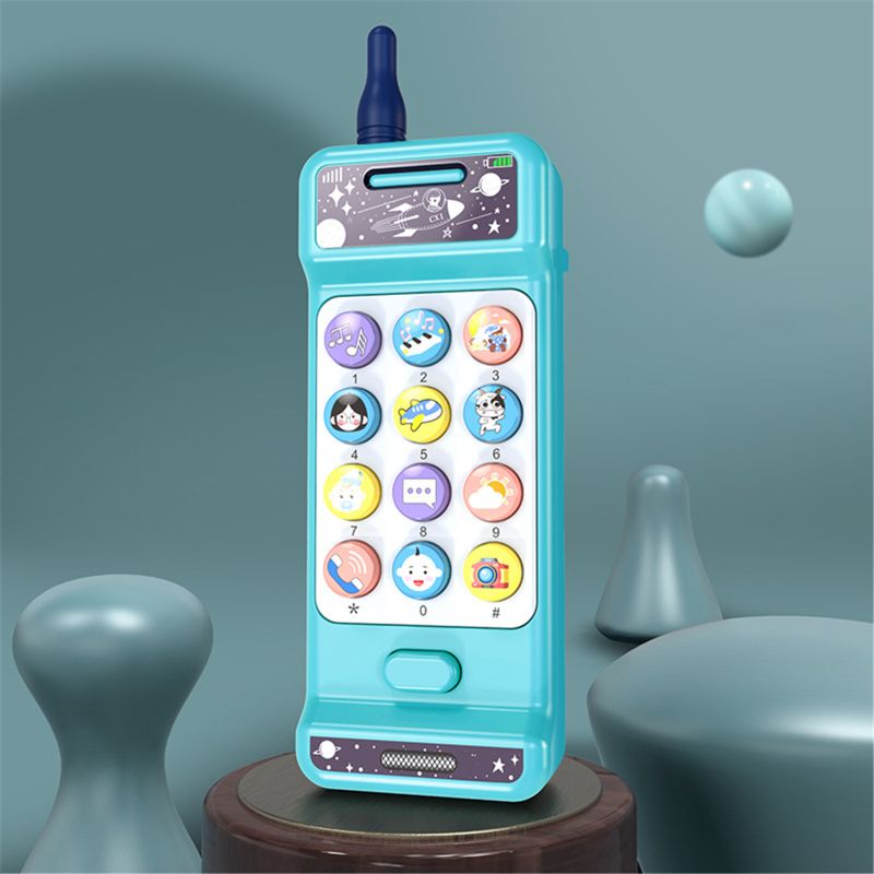 Anglais et chinois jouet téléphone numéro de musique bébé jouet préscolaire apprentissage enfant en bas âge: Bleu