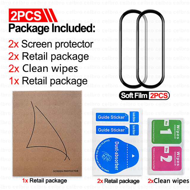 Filme protetor de tela de vidro macio para xiaomi mi banda 4 5 6 miband relógio inteligente capa protetora caso cinta pulseira acessórios: 2pcs Soft Film / For Xiaomi band 4