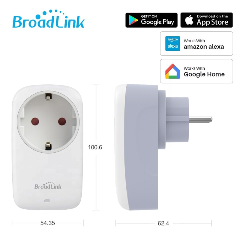 Broadlink-Smarthome SP4L de 16A con enchufe europeo, enchufe con WiFi, Control por aplicación de luz nocturna, temporizador portátil en cualquier lugar con Alexa de Google Home