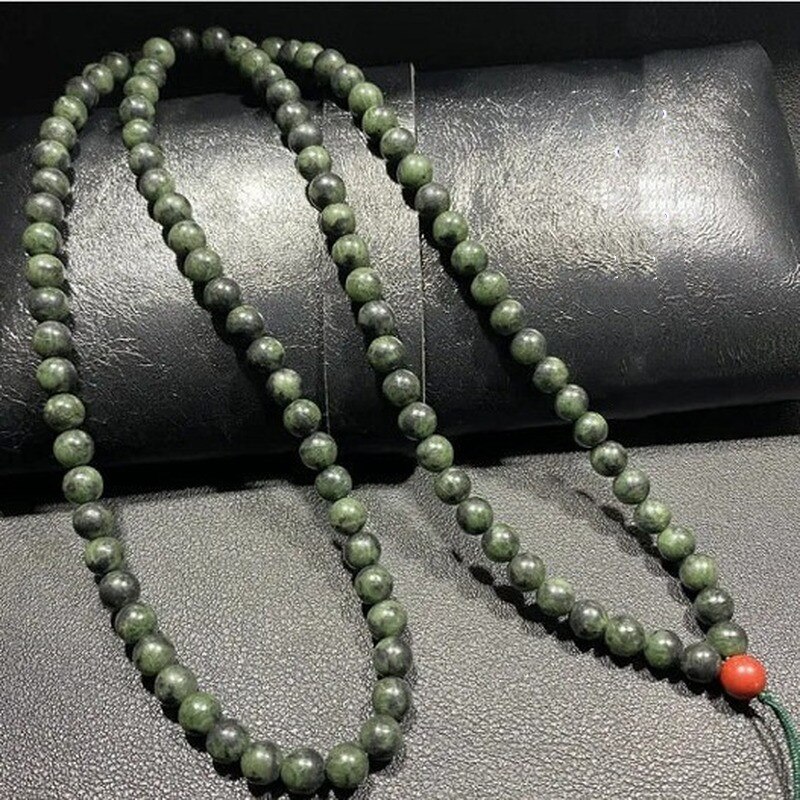 Natuurlijke Tibetaanse Jade Geneeskunde Wang Shi 108 Jade Bead Chain Kettingen Tibetaans Mannen En Vrouwen Serpentine Jade Sieraden