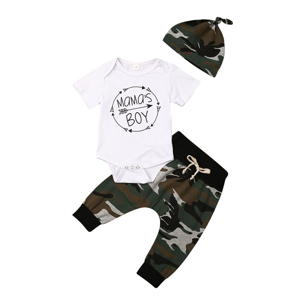 Neugeborenen freundlicher Baby Mädchen Jungen Camo Kleidung T-Shirt Strampler Hosen Trainingsanzug Outfits einstellen: Mutter / 12m