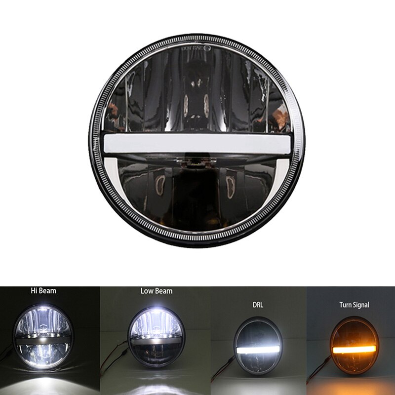 Motorcycle 7 inch LED Headlight for Harley Touring Ultra Classic Electra Street Glide Road King Yamaha Motorcycle Headlamp: Type J
