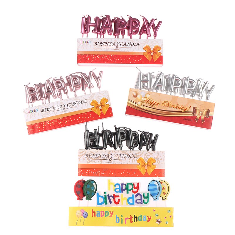 1set Happy Birthday Letter Cake Birthday Party Festival Supplies Lovely Birthday Candles for Kitchen Baking