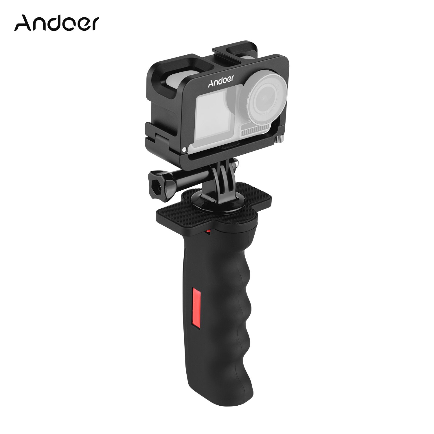Andoer metal kamera bur kompatibelt med til osmo action vlogging skydetaske med kold sko montering 1/4 skrue grænseflader