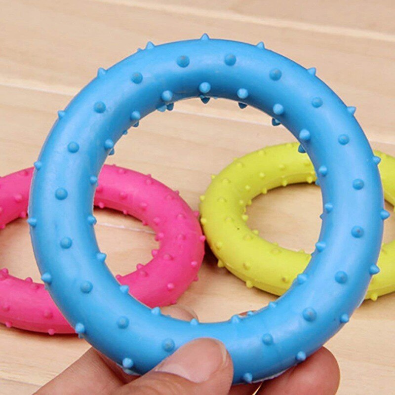 Rubber Pet Cat Round Circle Puppy Play Funny Chewing Toy Cute Random Color Non-Toxic Tranining Dog
