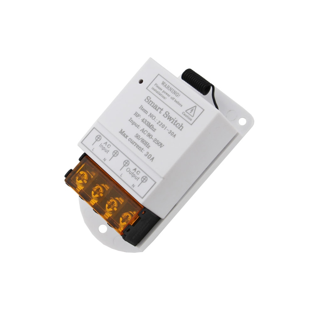 Rubrum 433MHz AC 110V 220V 30A 1CH Wireless Remote Control Switch RF Relay Receiver Push Button Wall Panel Switch For Pump Light