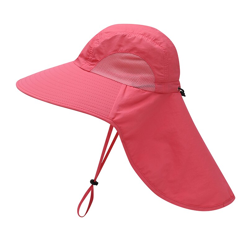 Camoland Waterdichte Emmer Hoeden Voor Mannen Vrouwen Zomer Upf 50 + Zonnehoed Lange Brede Rand Outdoor Wandelen Vissen Caps met Nek Flap: Rose Red