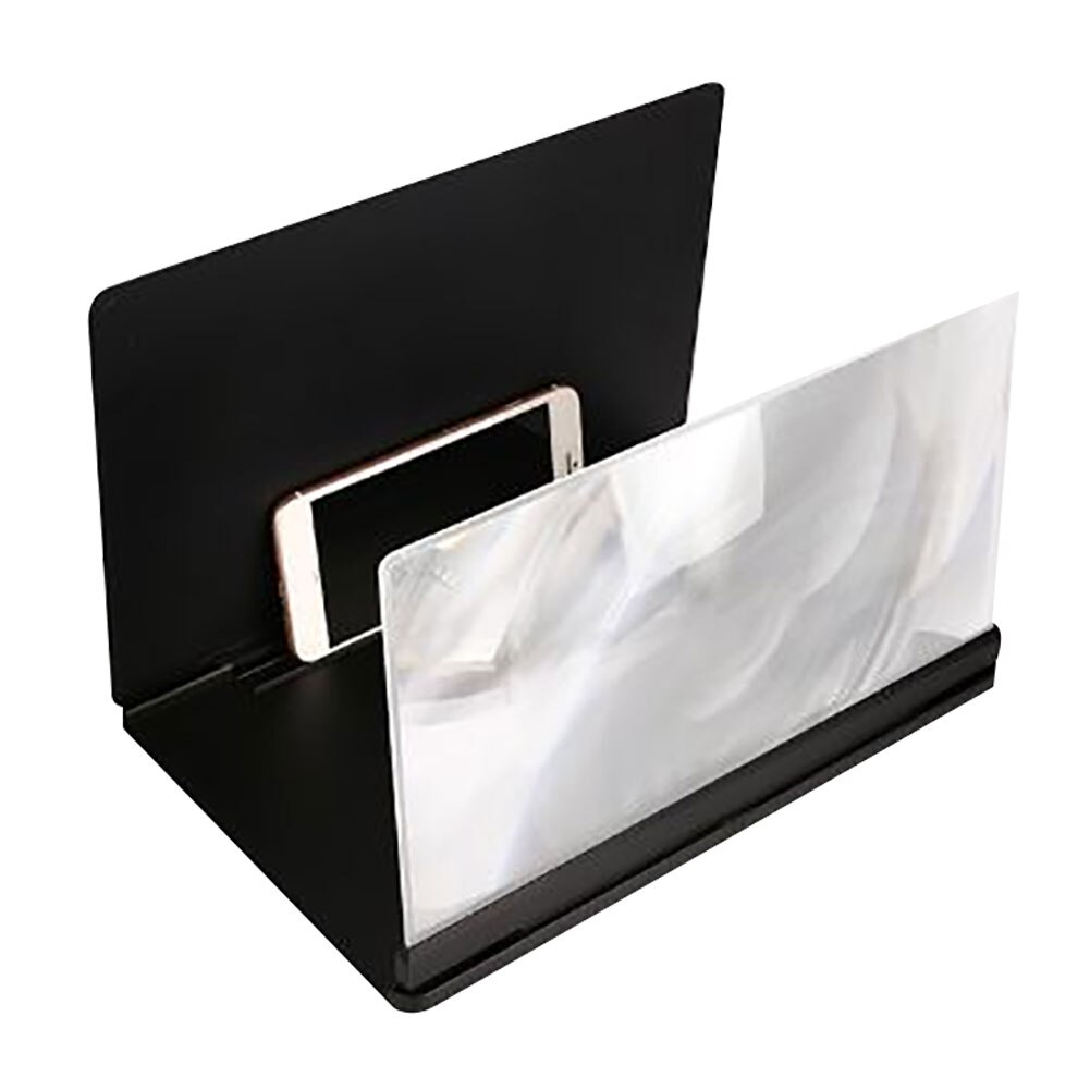 Phone Screen Magnifier 14inch Folding Phone Screen Magnifier 3D HD Video Amplifier Smartphone Stand Phone Screen Magnifier: Black