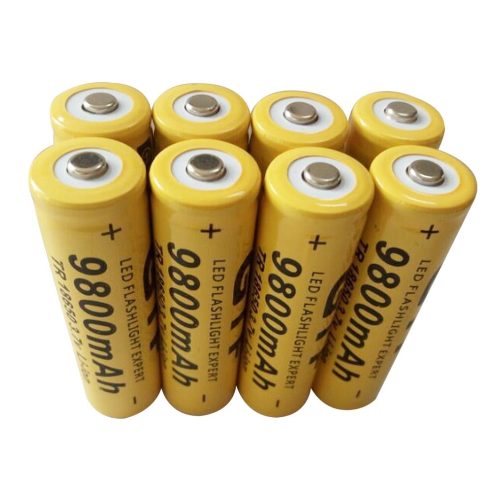 8 pcs Universal 18650 3.7V 9800 mAh Rechargeable Li-ion Batteries Tip Main Batery Cell For LED Flashlight Torch Camera